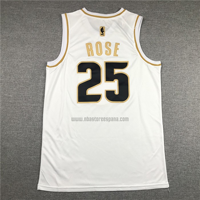 Camiseta Golden Edition Detroit Pistons Derrick Rose  NO 25 Blanco